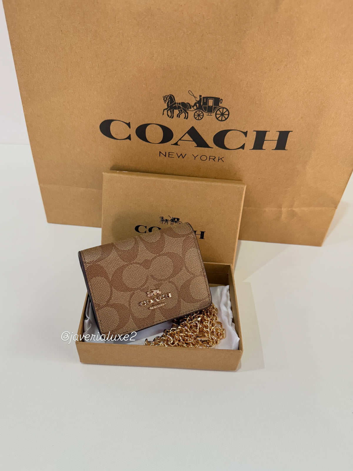 Coach Mini Wallet On A Chain - Brown