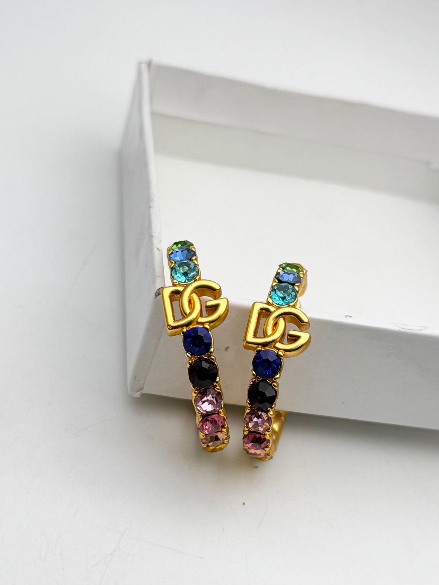 Dolce & Gabbana logo rhinestone hoop earrings