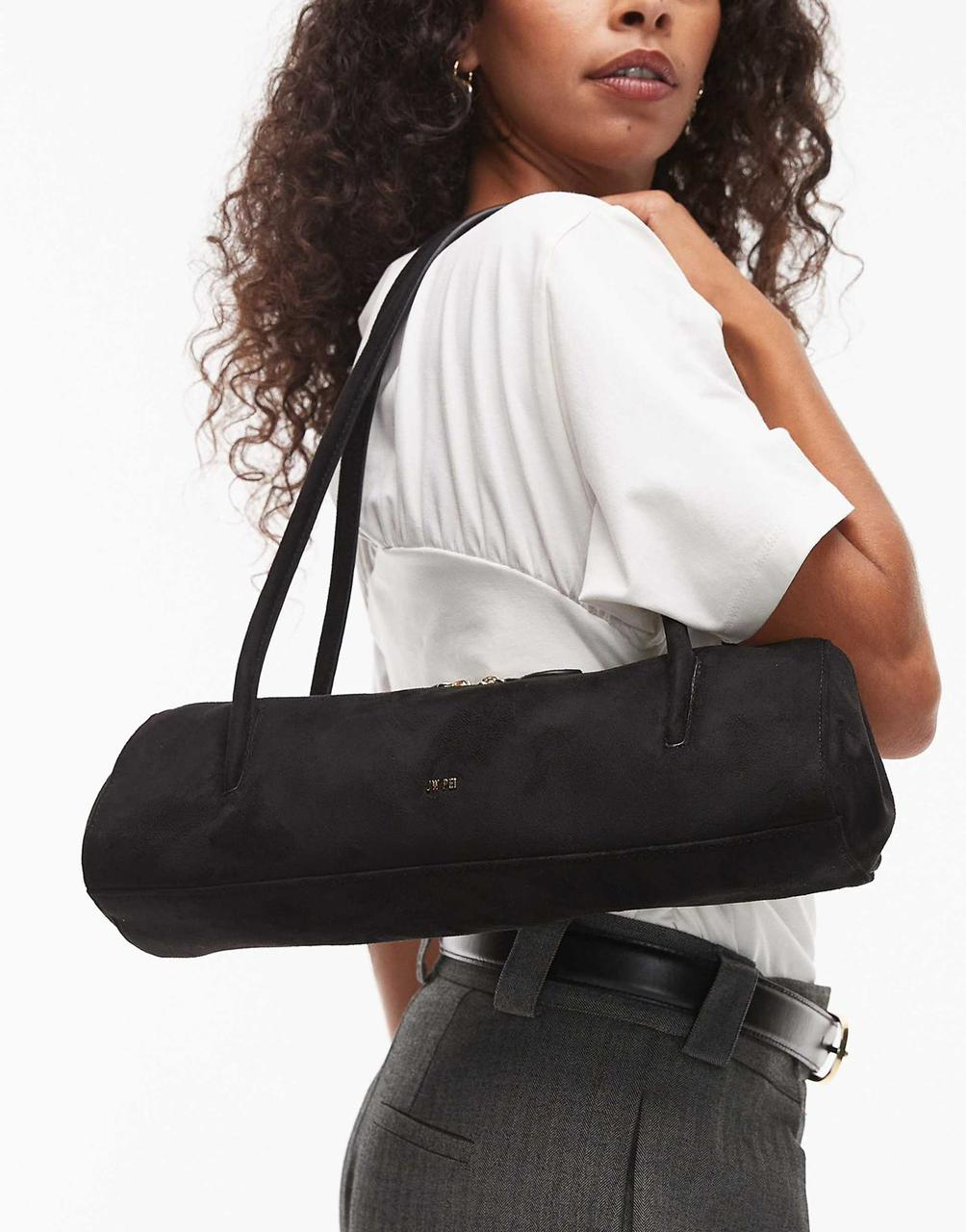 NOVA SHOULDER BAG - BLACK SUEDE LEATHER