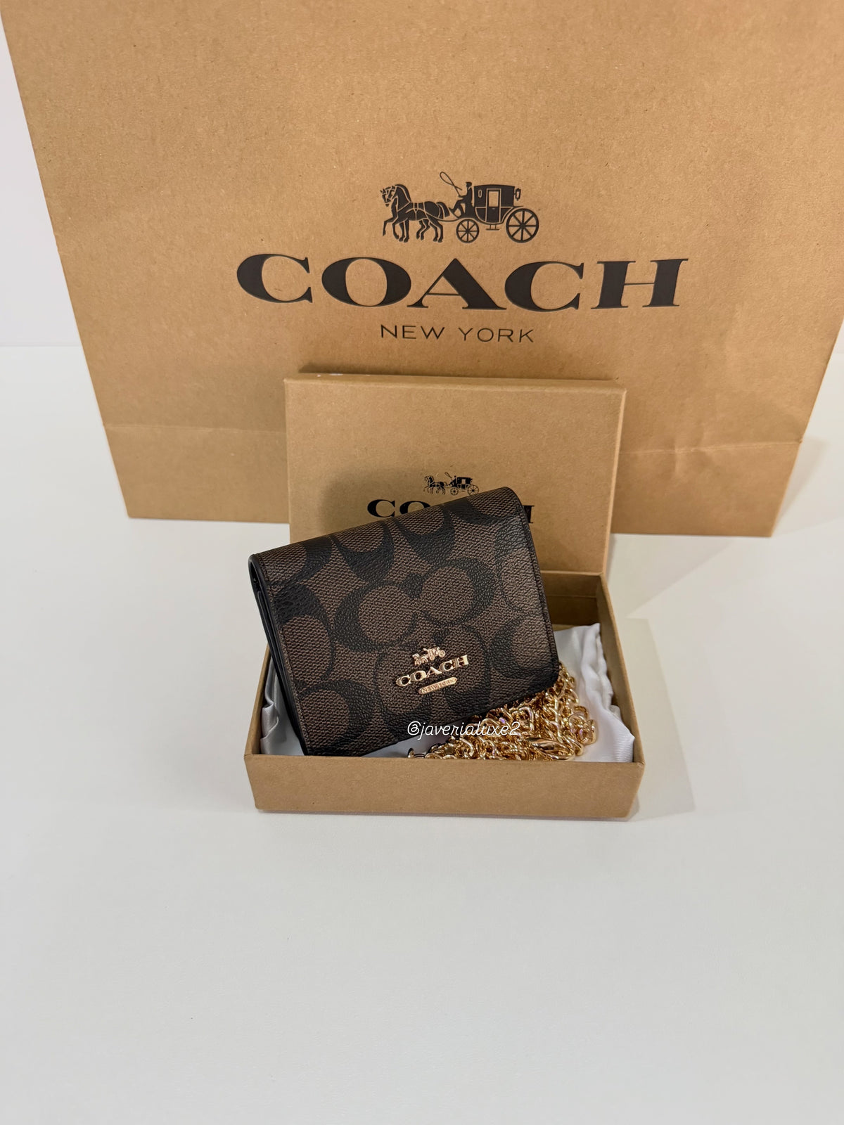 Coach Mini Wallet On A Chain - Coffee Brown