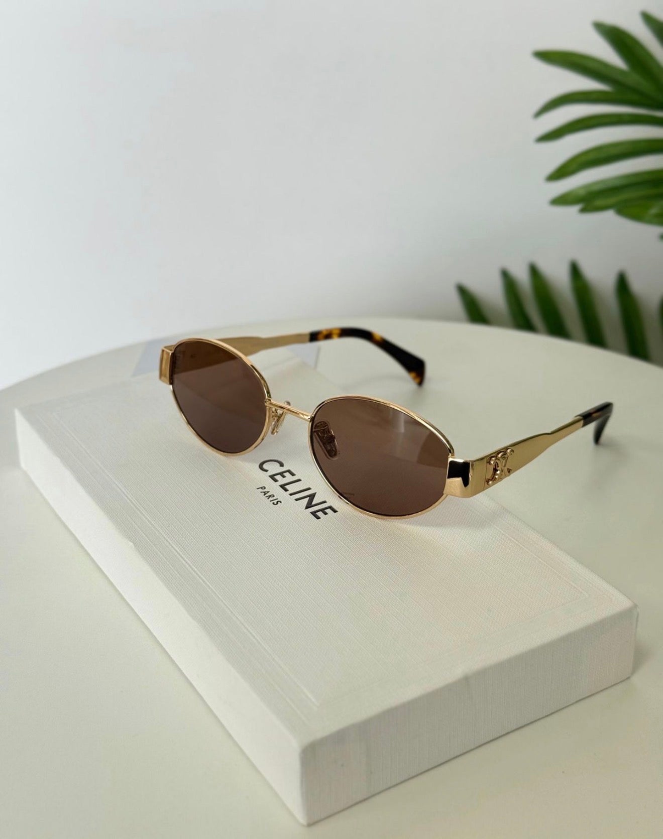 Celine Round Metal Sunglasses- Brown