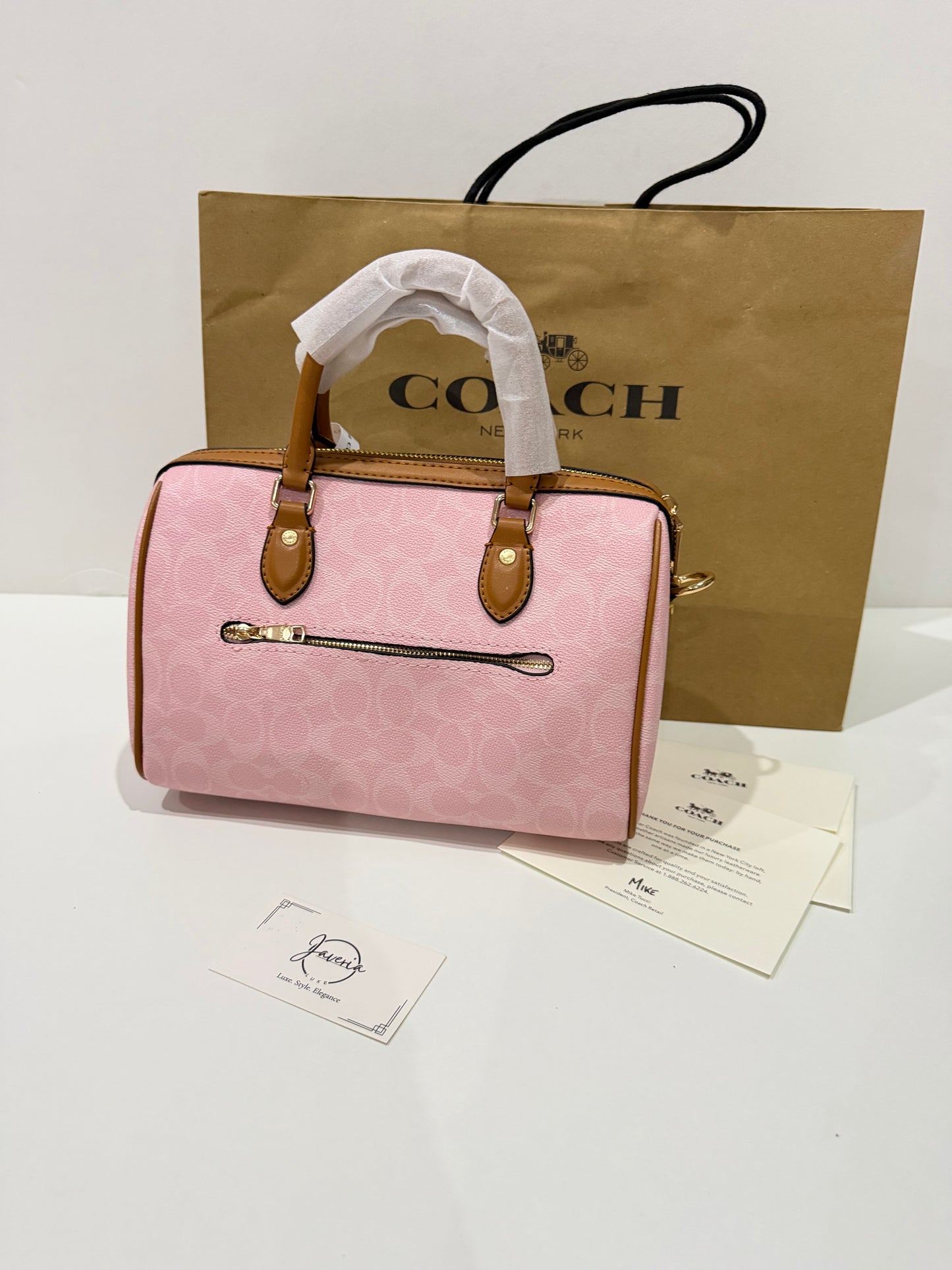 Coach Rowan Satchel Bag in Powder Pink with Charm 🌸