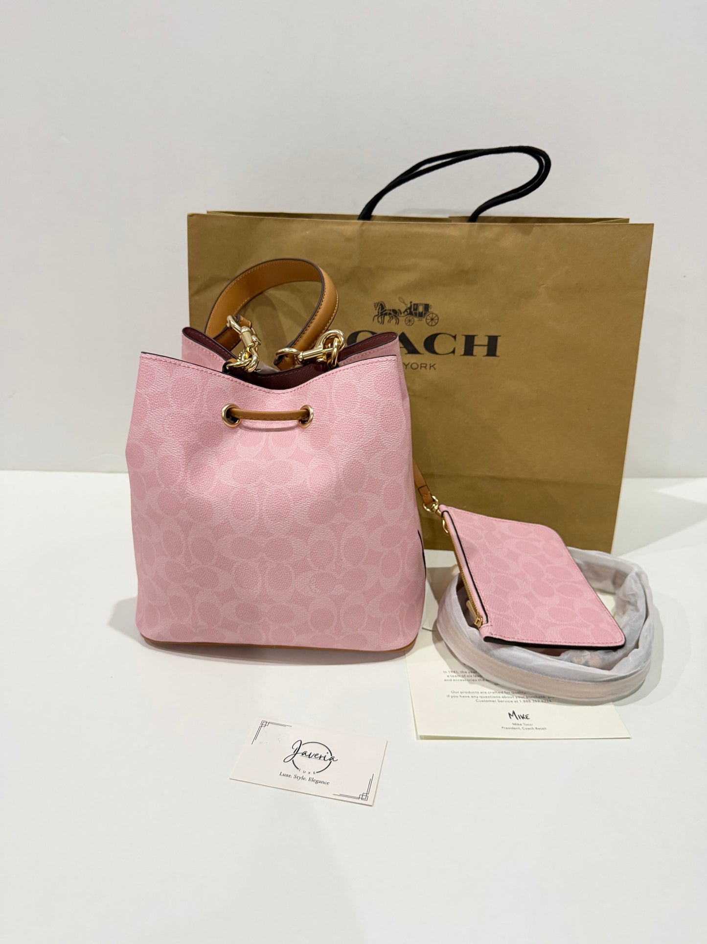 Coach Rowan Bucket Bag in Powder Pink with Charms 🌸