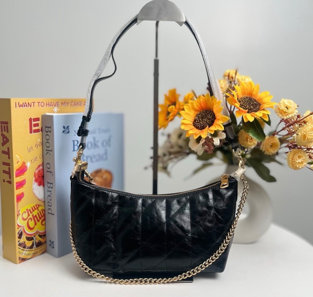 Coa*h Caitlin Shoulder Bag with Quilting - Black