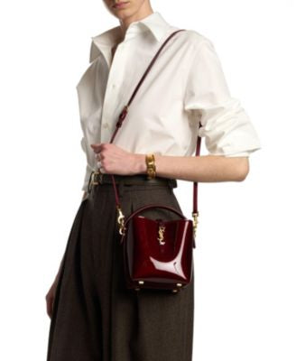 YSL LE 37 MINI IN PATENT LEATHER BAG IN GLOSS BURGUNDY