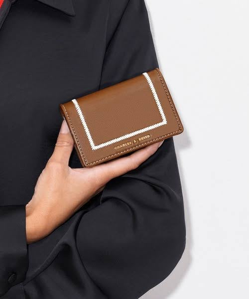 Charles & Keith Astra Contrast Trim Wallet - Brown