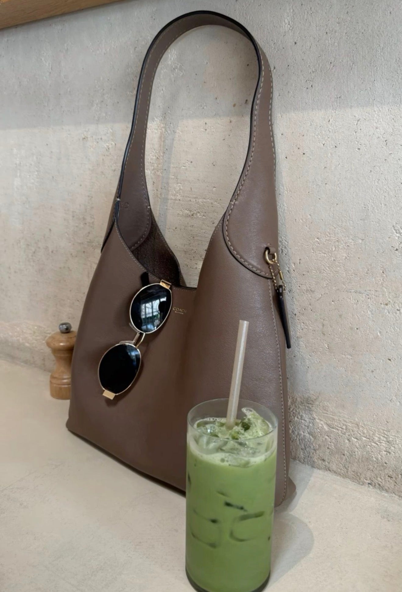 Coach Brooklyn 28 Genuine Leather Shoulder Bag - Darkstone
