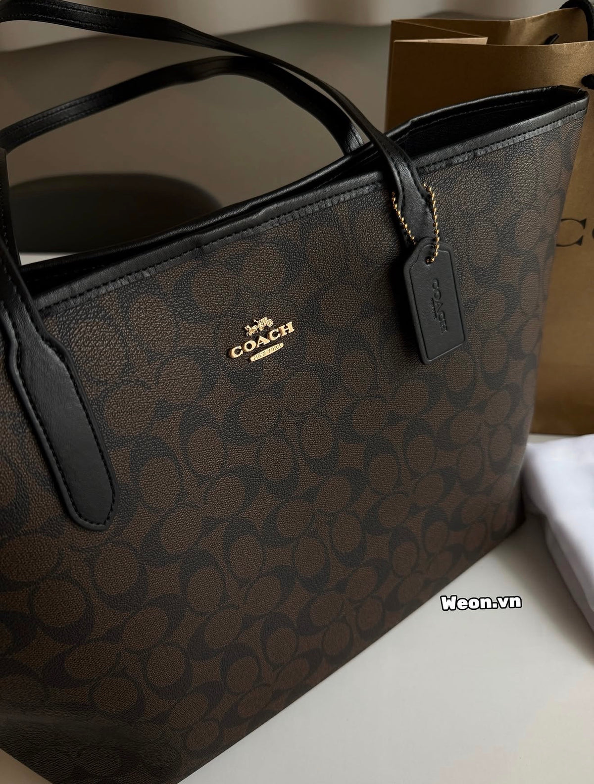 Coach City Tote Signature Canvas - Coffee Brown