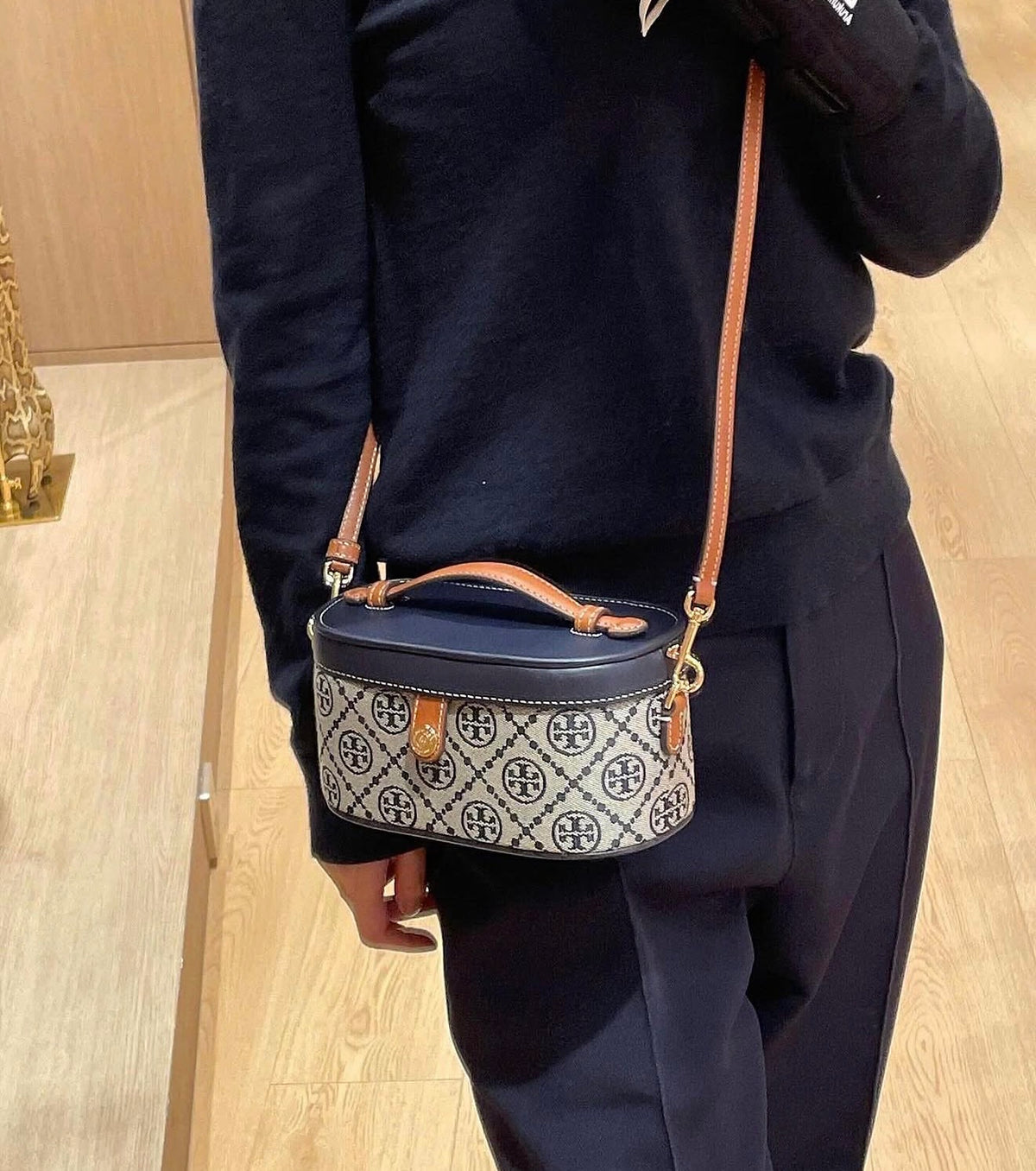 T Monogram Jacquard Vanity Bag - Blue