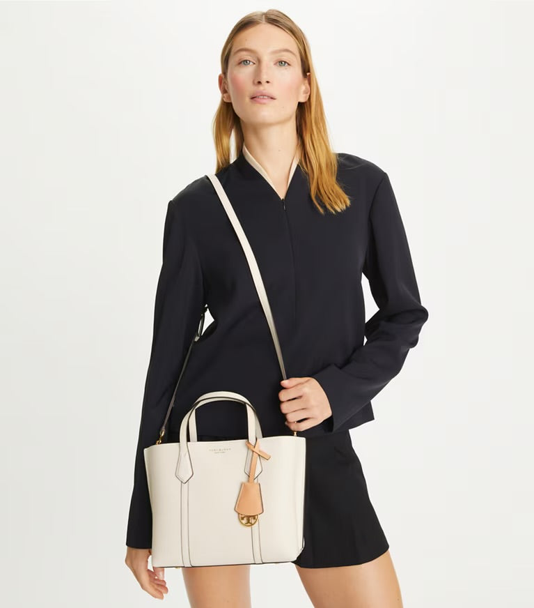 Tory Burch Small Perry Triple Compartment Tote Bag - Ivory White