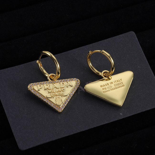 Prada Metallic Enamelled Logo Earrings
