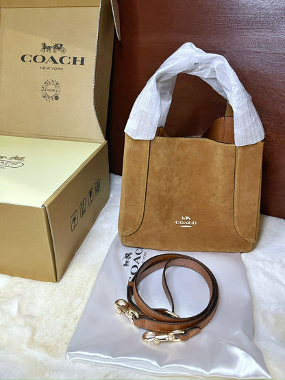 COACH HADLEY HOBO 21 - BROWN SUEDE LEATHER