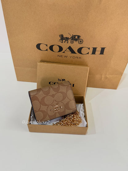 Coach Mini Wallet On A Chain - Brown