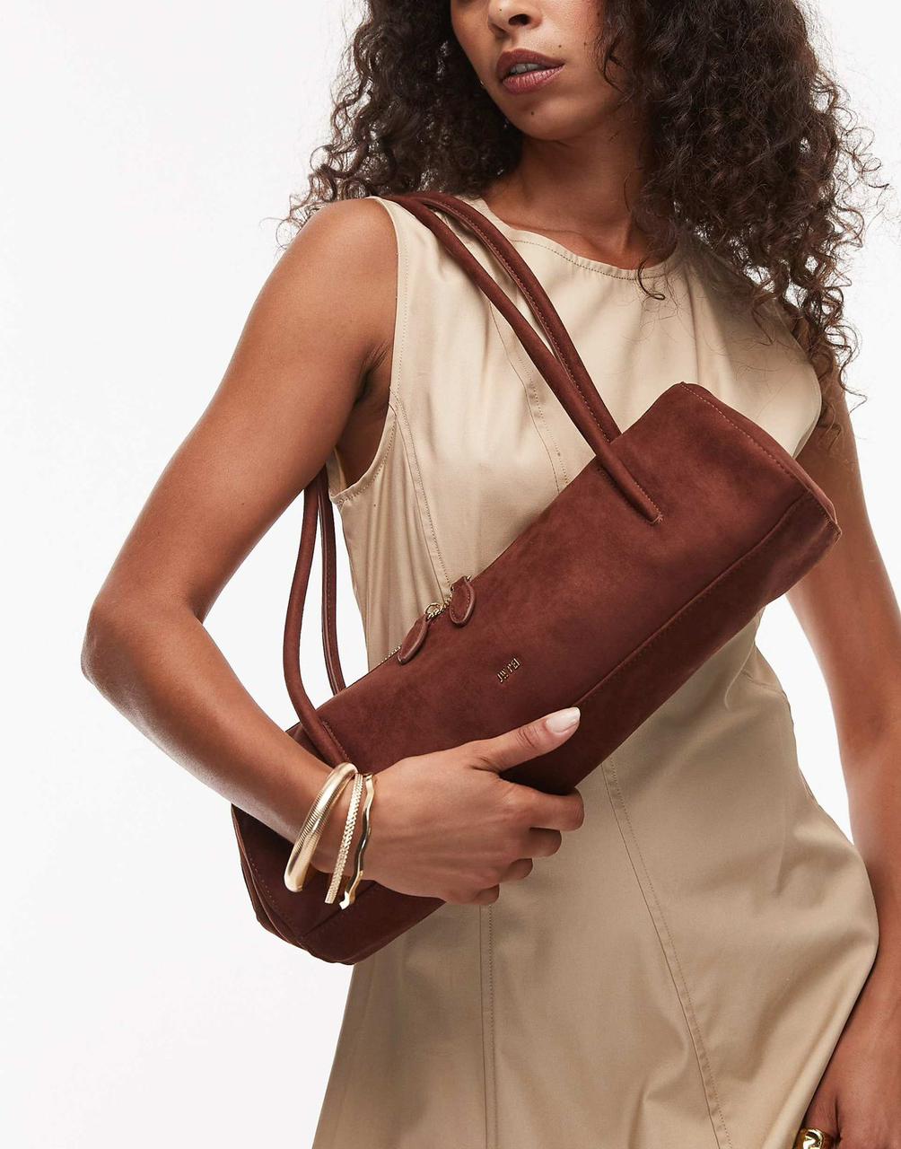 NOVA SHOULDER BAG - BROWN SUEDE LEATHER