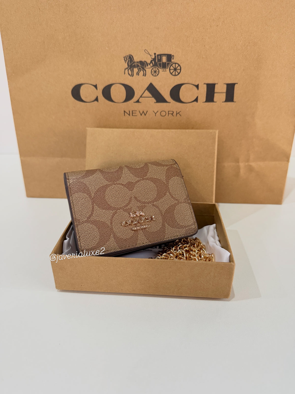 Coach Mini Wallet On A Chain - Brown