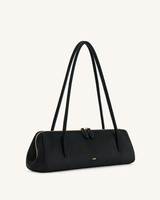 NOVA SHOULDER BAG - BLACK SUEDE LEATHER