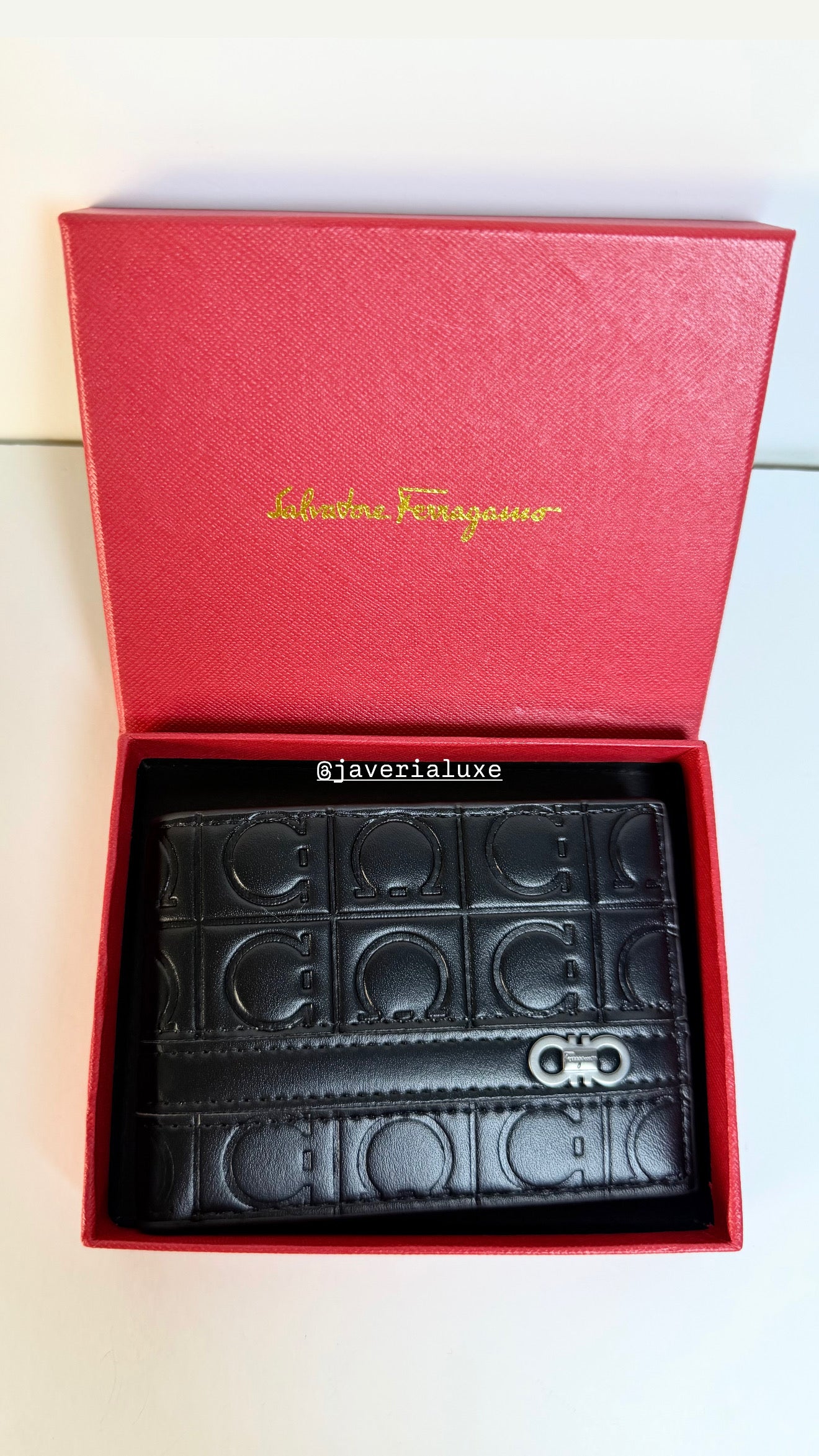 Salvatore Ferragamo Gancini Embosssed Wallet - Black