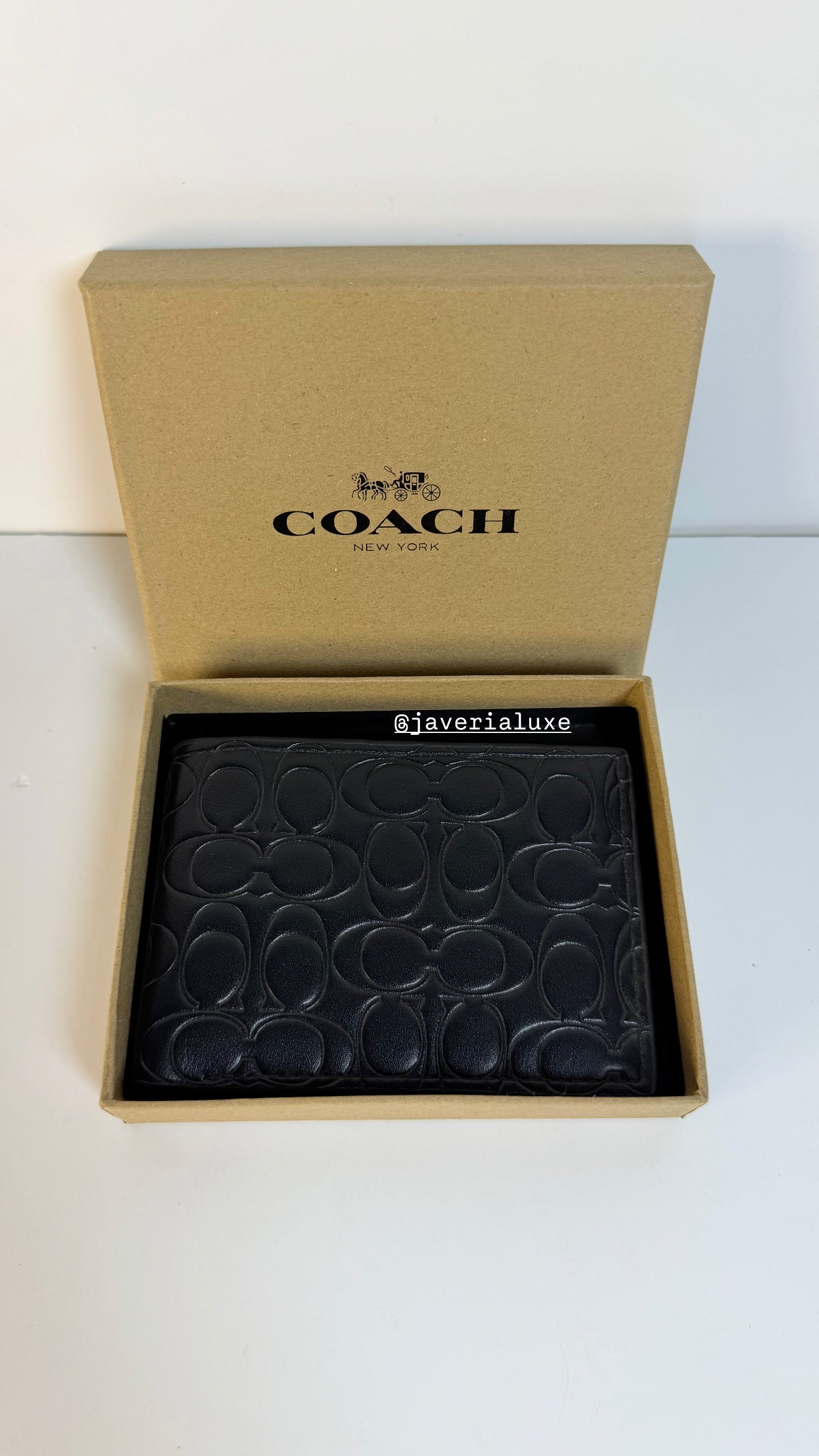 Coach Black signature Embossed Leather - Black