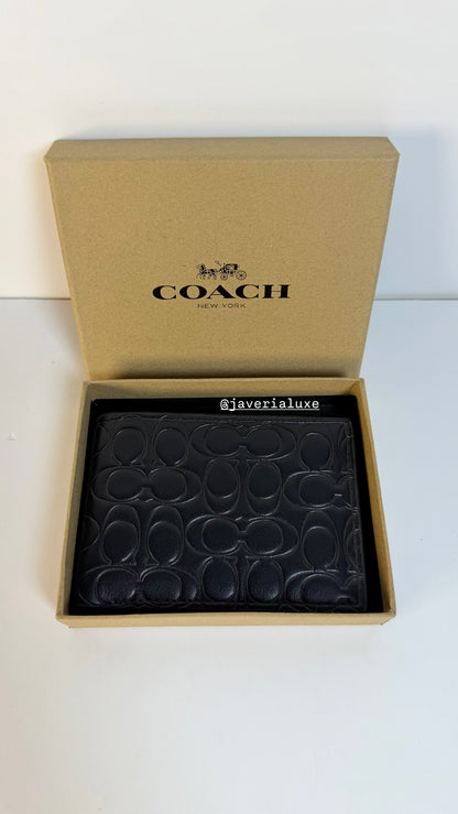 Coach Black signature Embossed Leather - Black