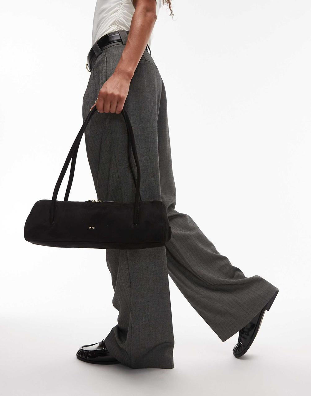 NOVA SHOULDER BAG - BLACK SUEDE LEATHER