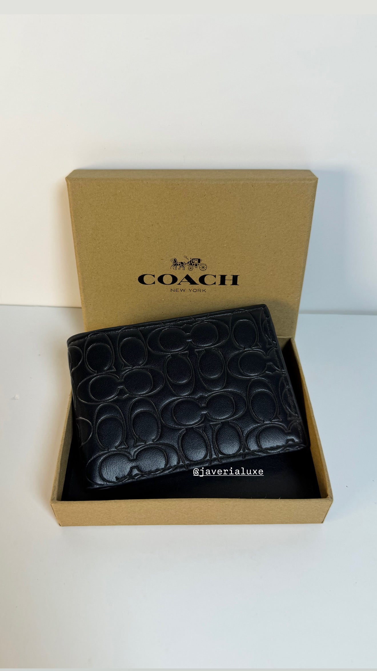 Coach Black signature Embossed Leather - Black