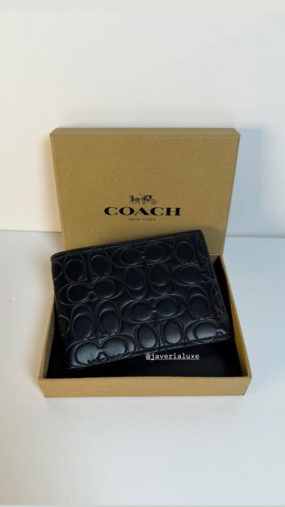 Coach Black signature Embossed Leather - Black