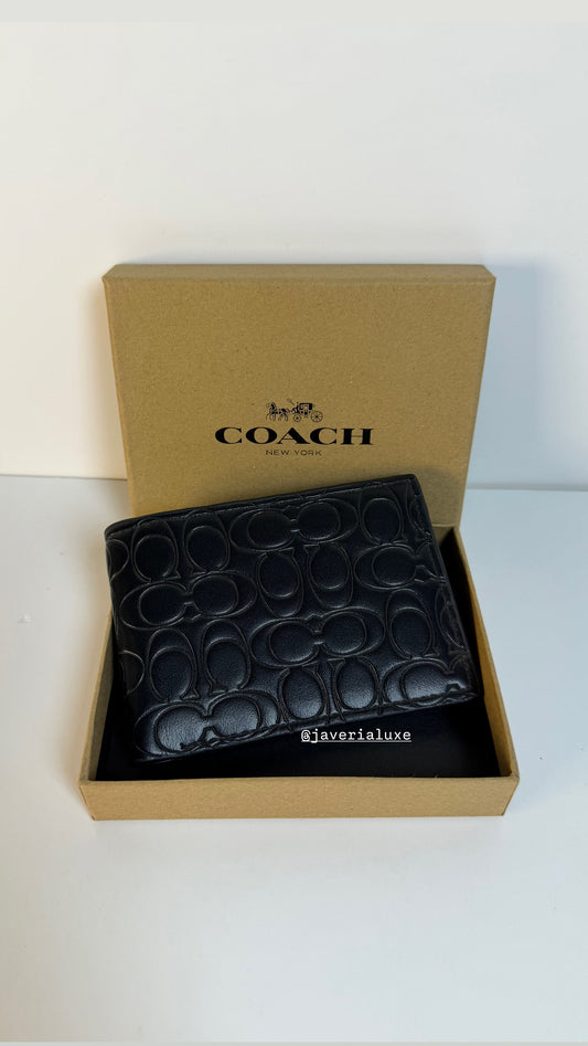 Coach Black signature Embossed Leather - Black