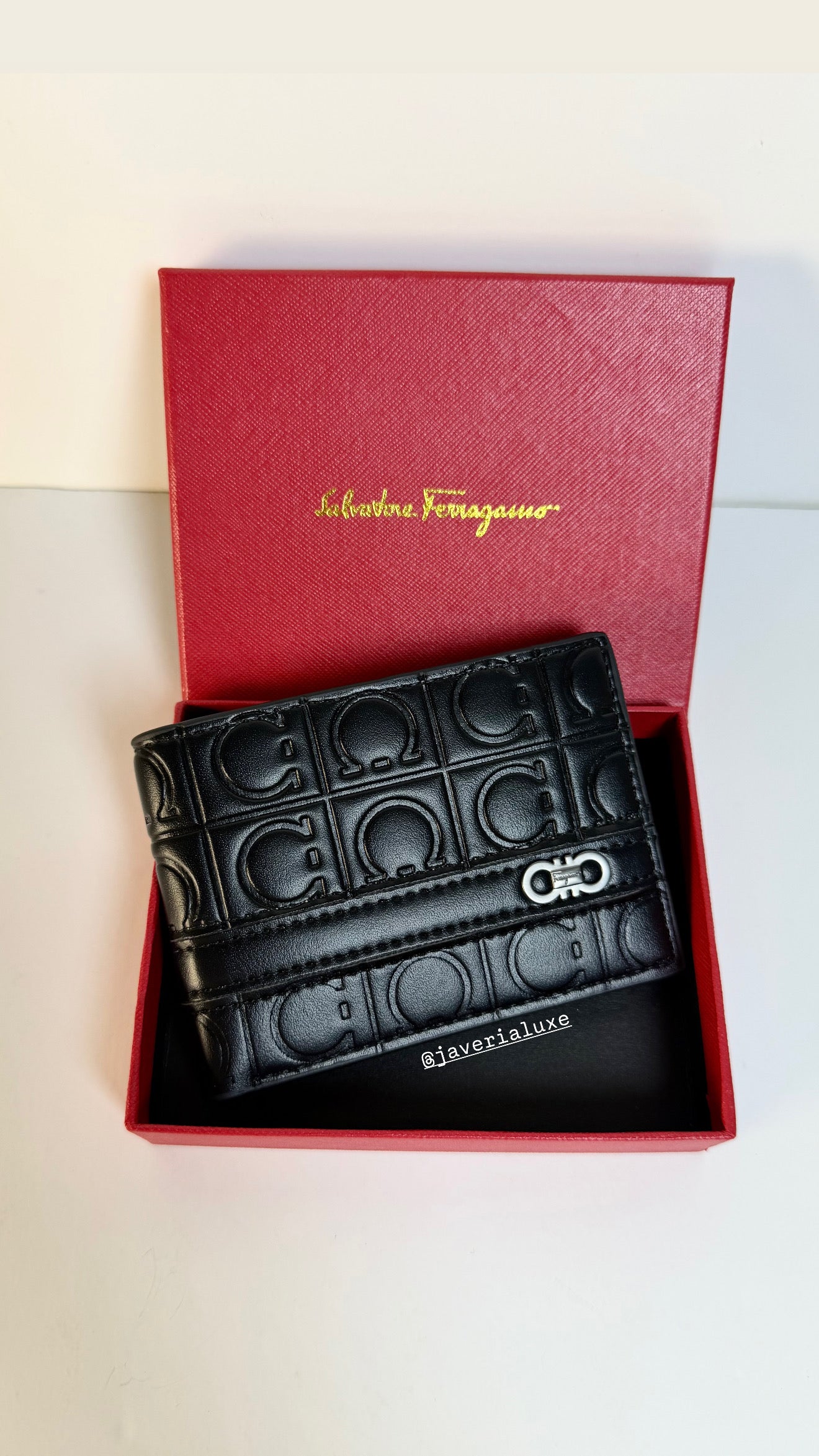 Salvatore Ferragamo Gancini Embosssed Wallet - Black
