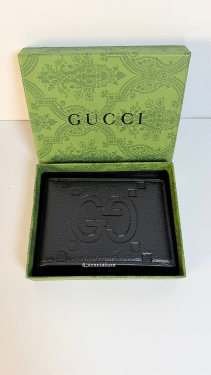 Guc*i Jumbo GG Bi-fold Wallet in Leather - Black
