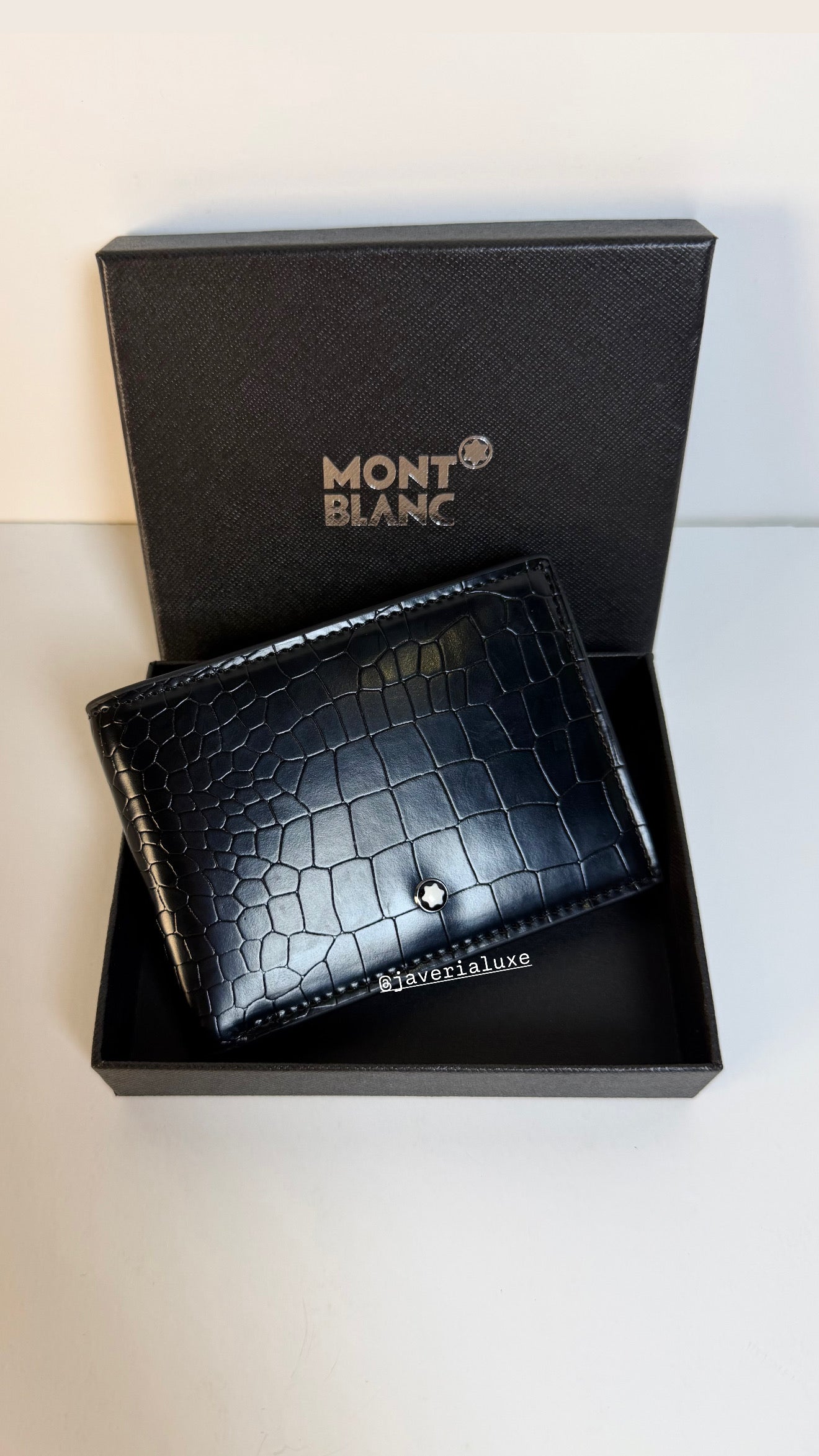 Mont Blanc Croc Leather Wallet - Black
