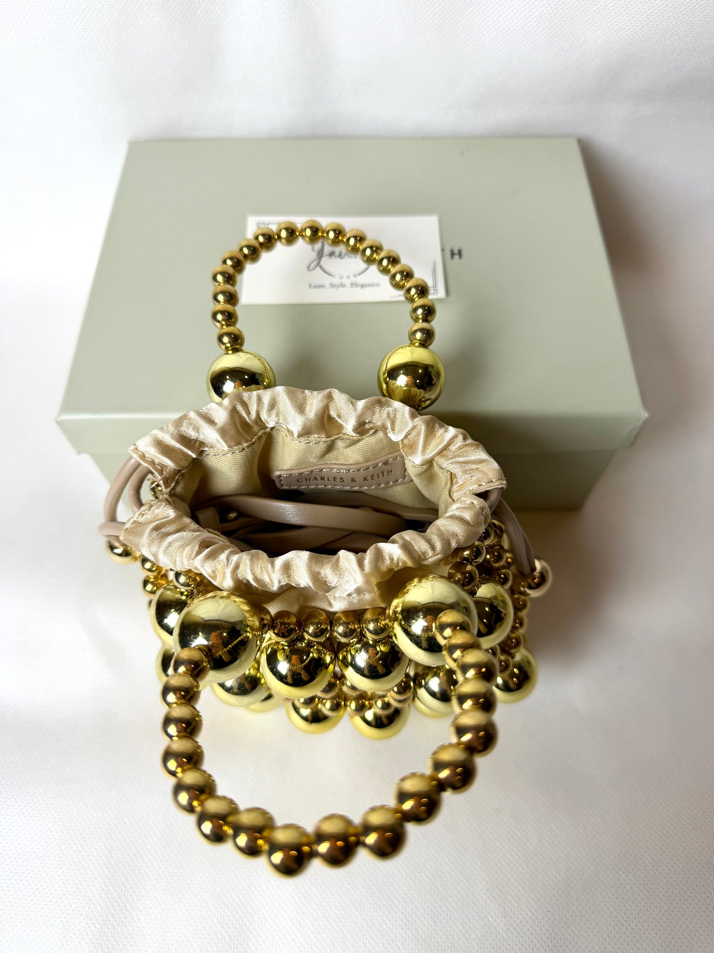 CK Metallic Beaded Top Handle Bag -