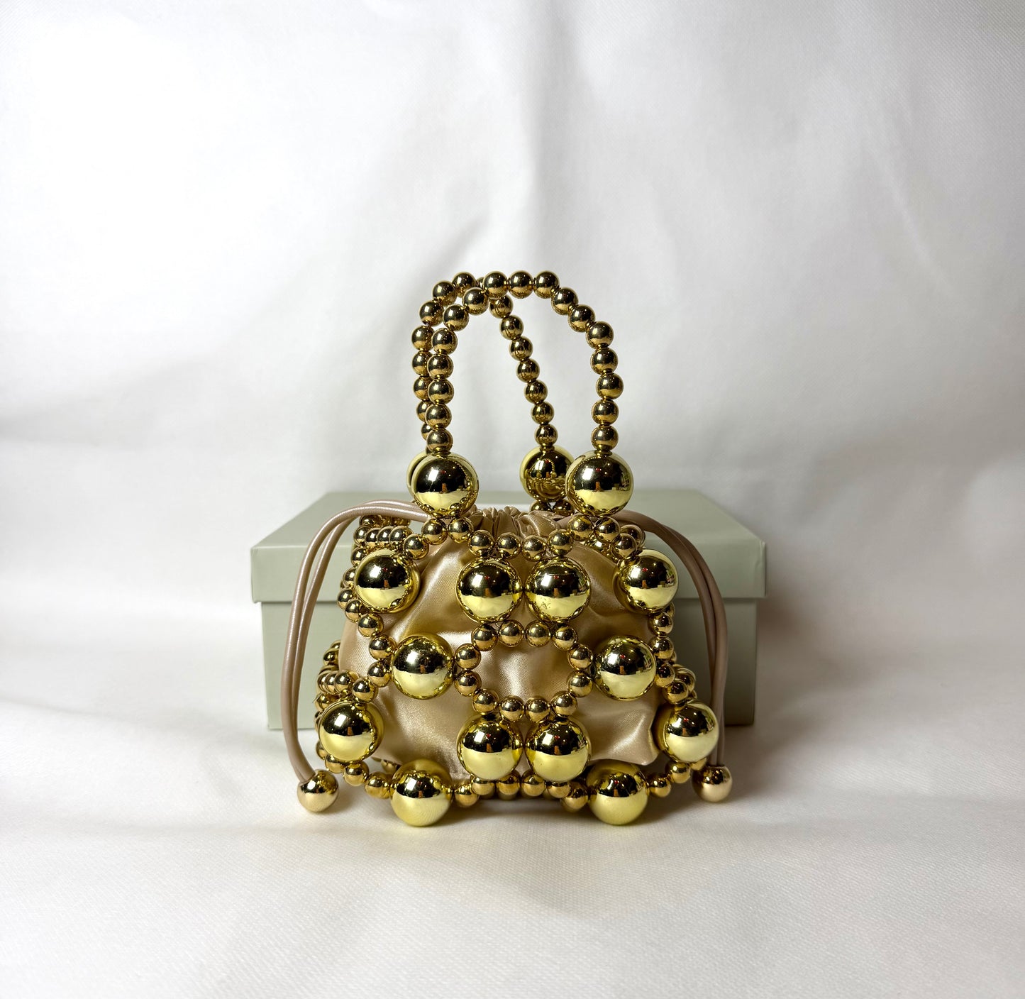 CK Metallic Beaded Top Handle Bag -