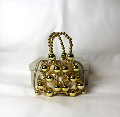 CK Metallic Beaded Top Handle Bag -