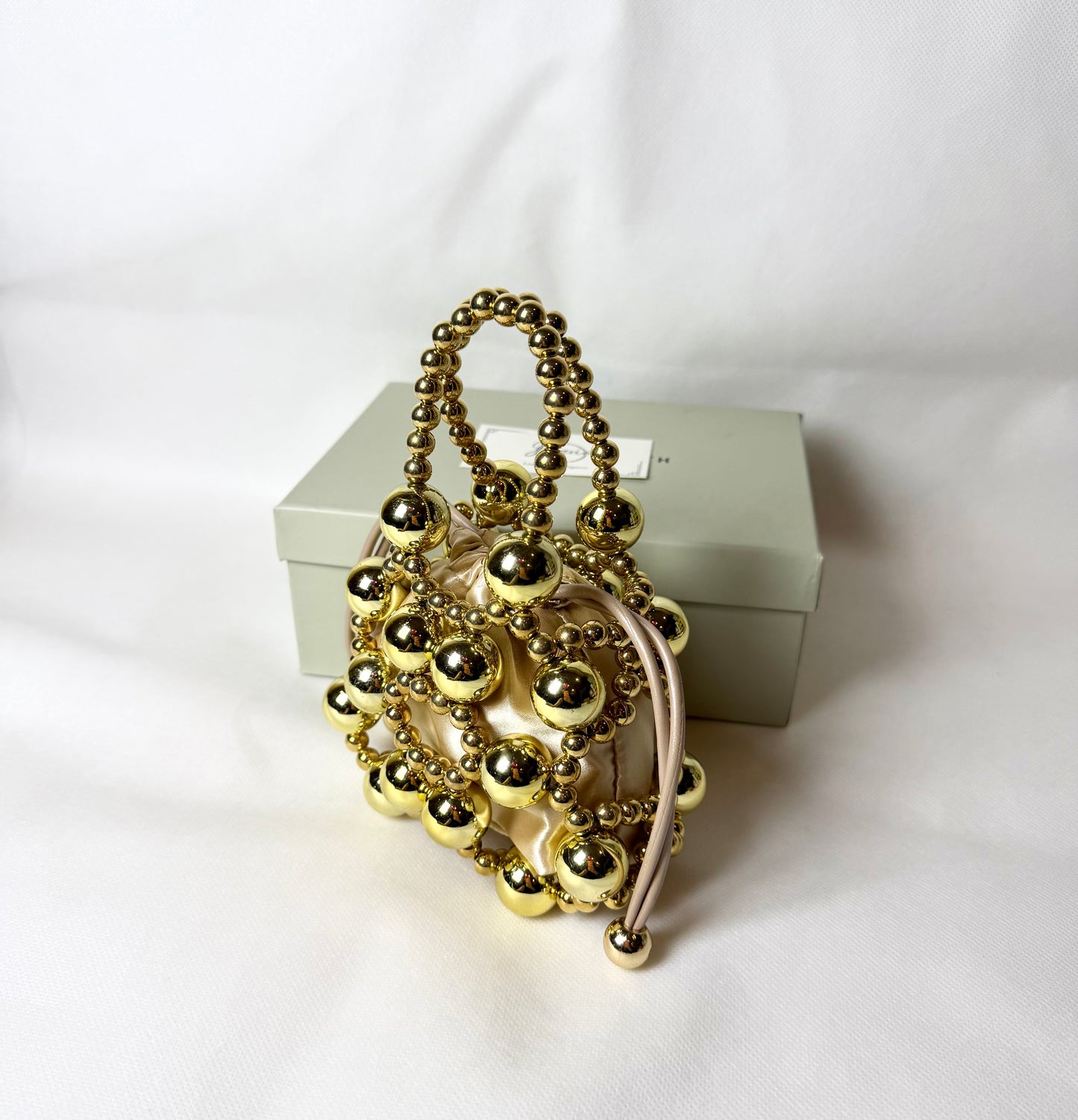 CK Metallic Beaded Top Handle Bag -