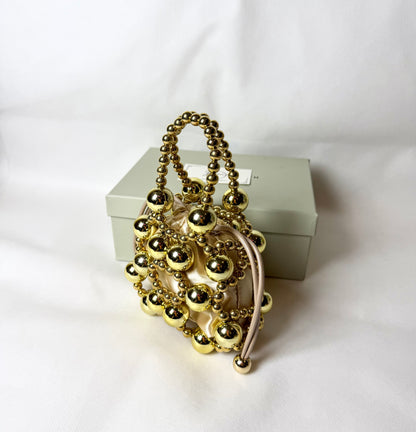 CK Metallic Beaded Top Handle Bag -