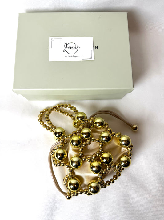 CK Metallic Beaded Top Handle Bag -