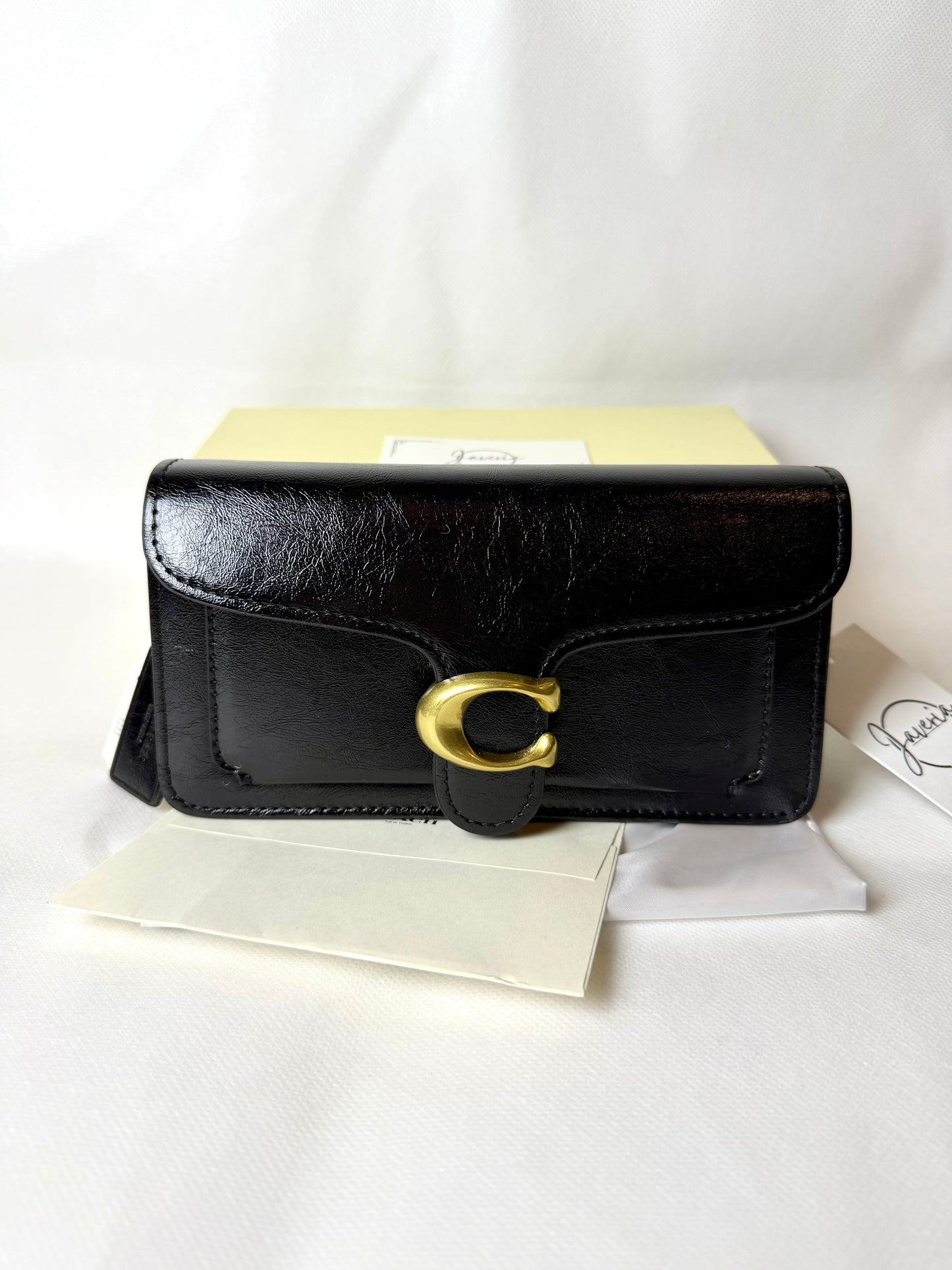 Tabby 20 spazzolato leather chain clutch bag- Black