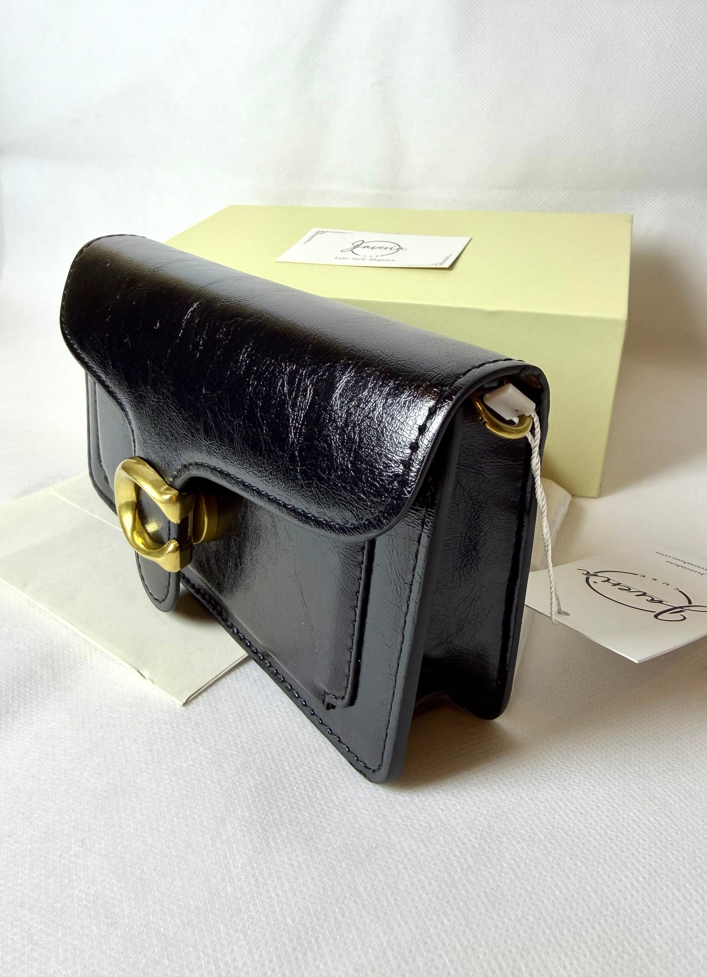 Tabby 20 spazzolato leather chain clutch bag- Black