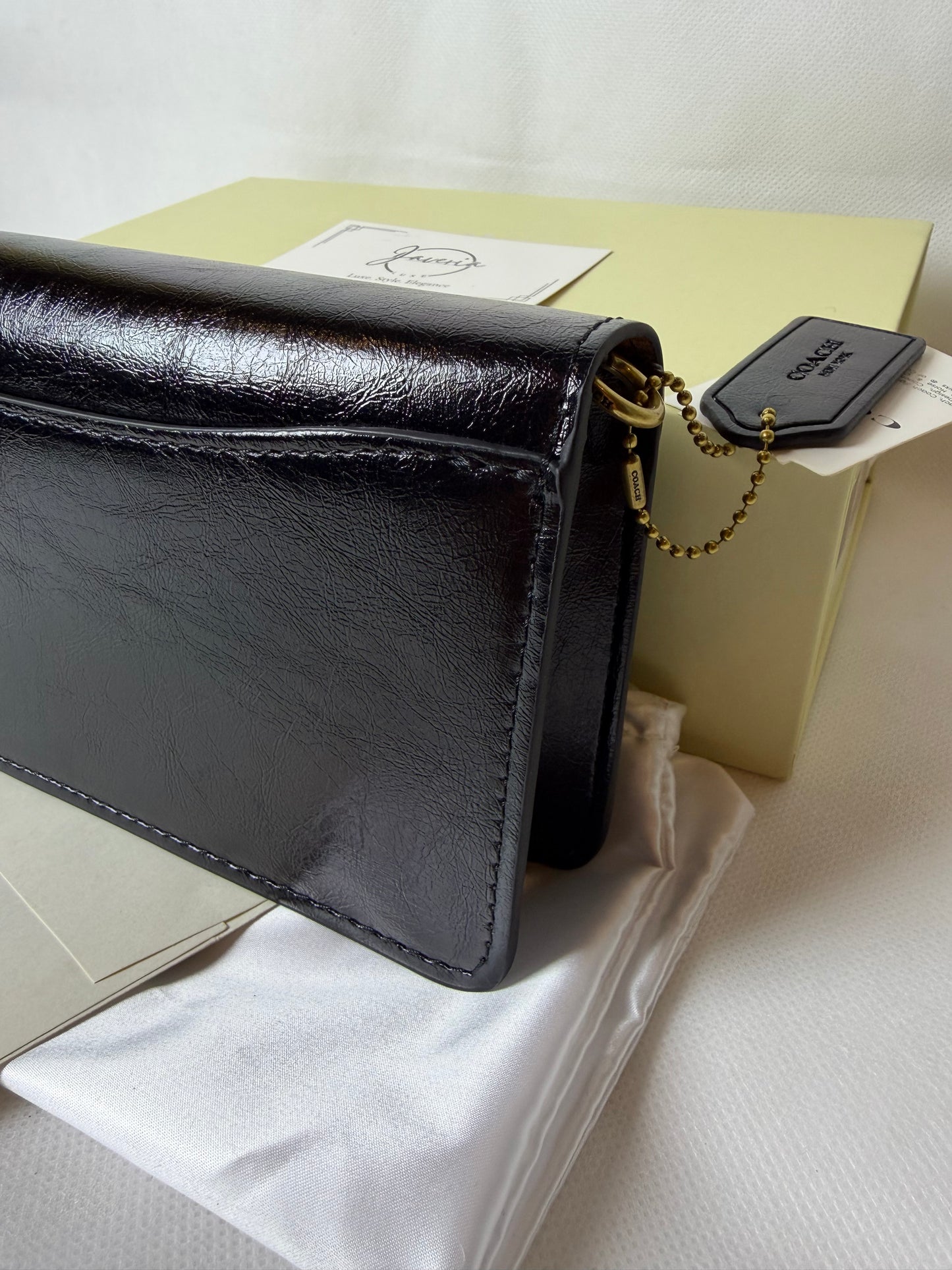Tabby 20 spazzolato leather chain clutch bag- Black