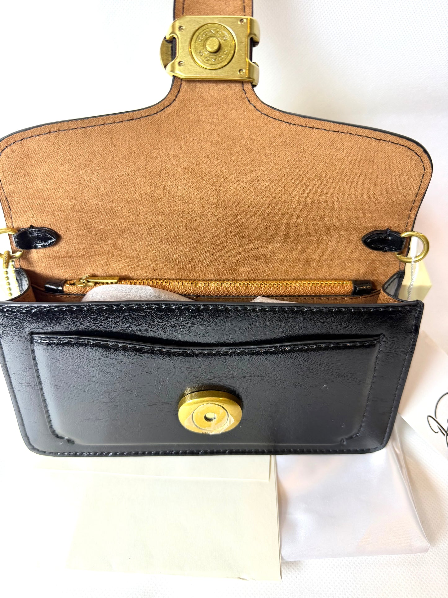 Tabby 20 spazzolato leather chain clutch bag- Black
