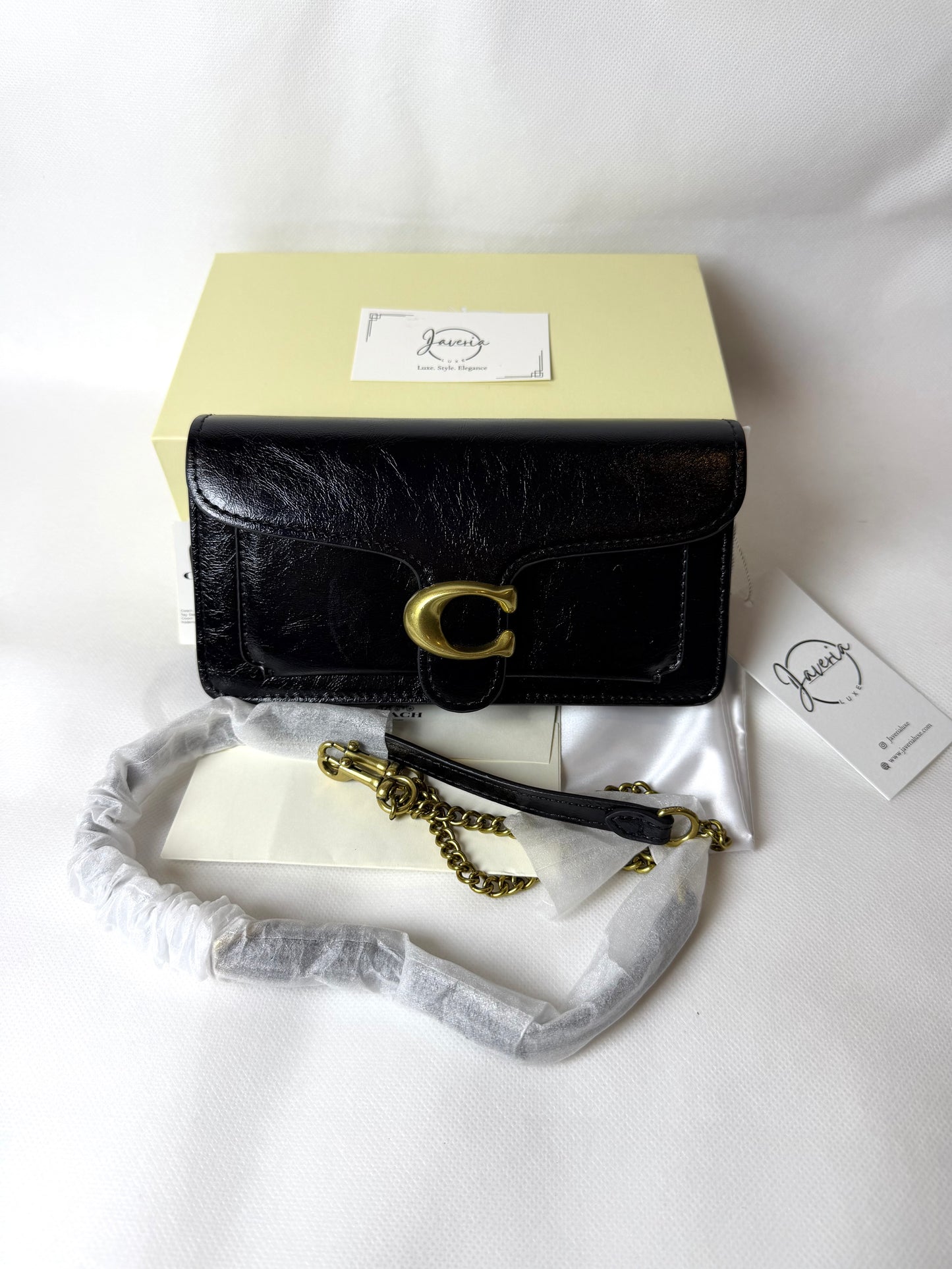 Tabby 20 spazzolato leather chain clutch bag- Black