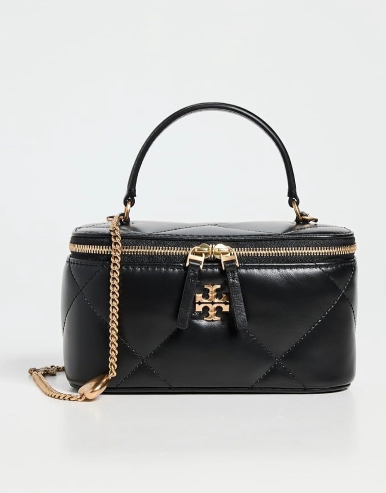 Tory Burch Kira Charm Diamond Quilt Vanity Bag - Black
