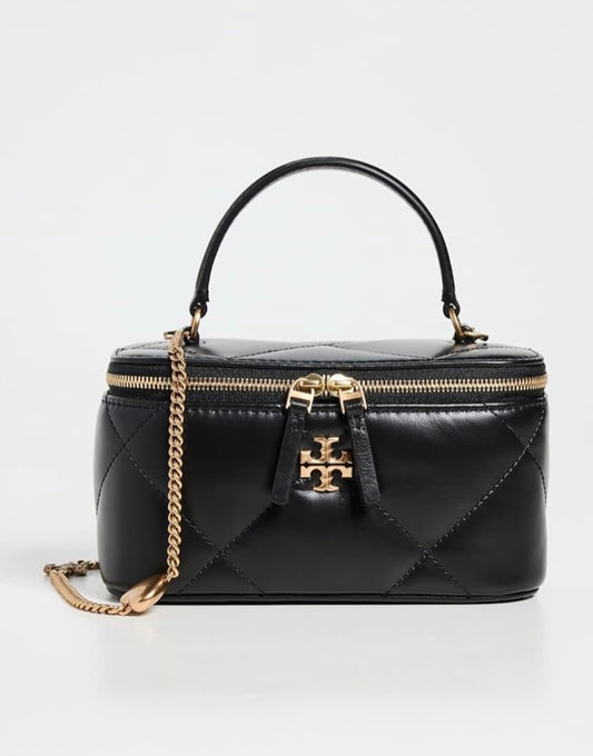 Tory Burch Kira Charm Diamond Quilt Vanity Bag - Black