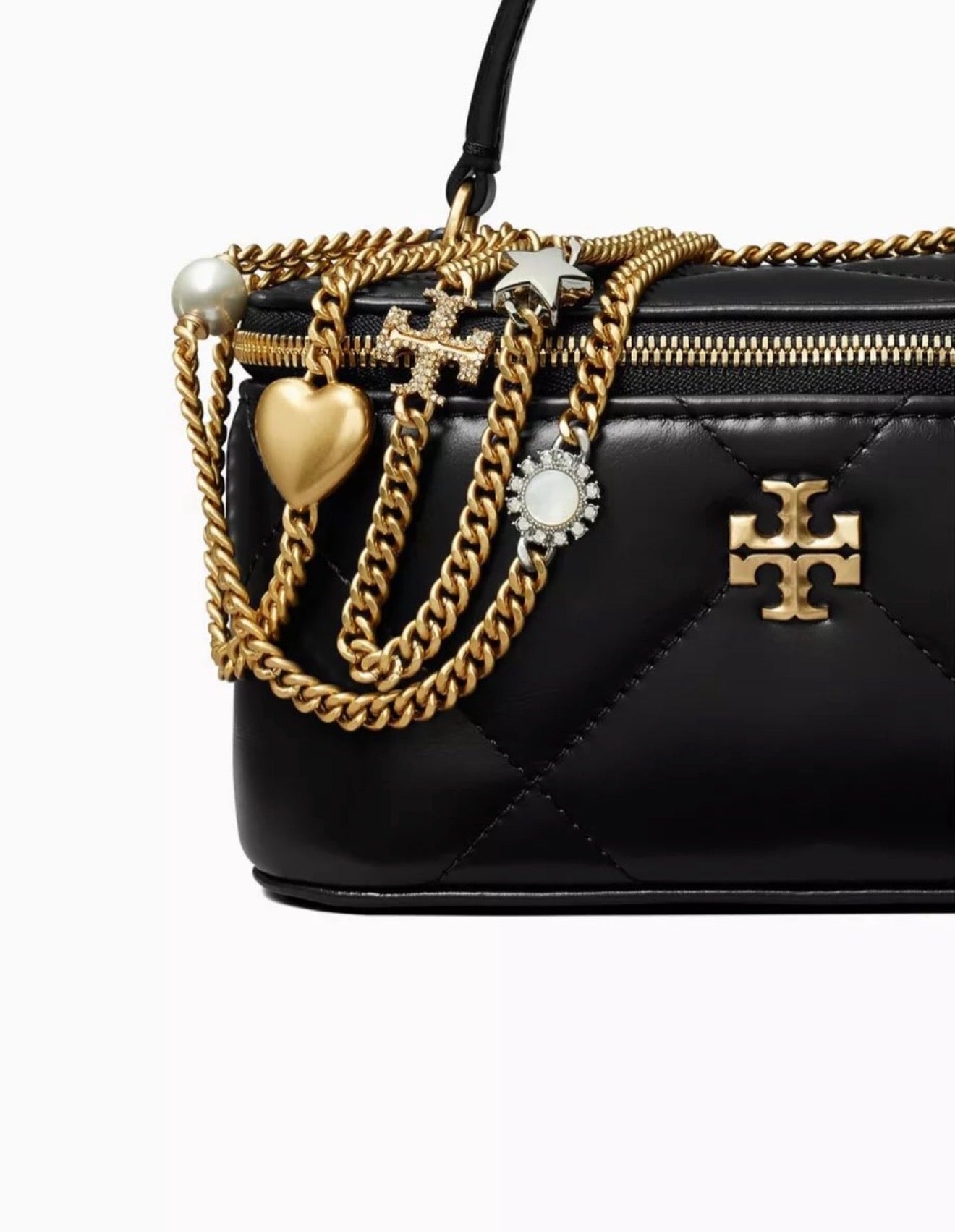 Tory Burch Kira Charm Diamond Quilt Vanity Bag - Black