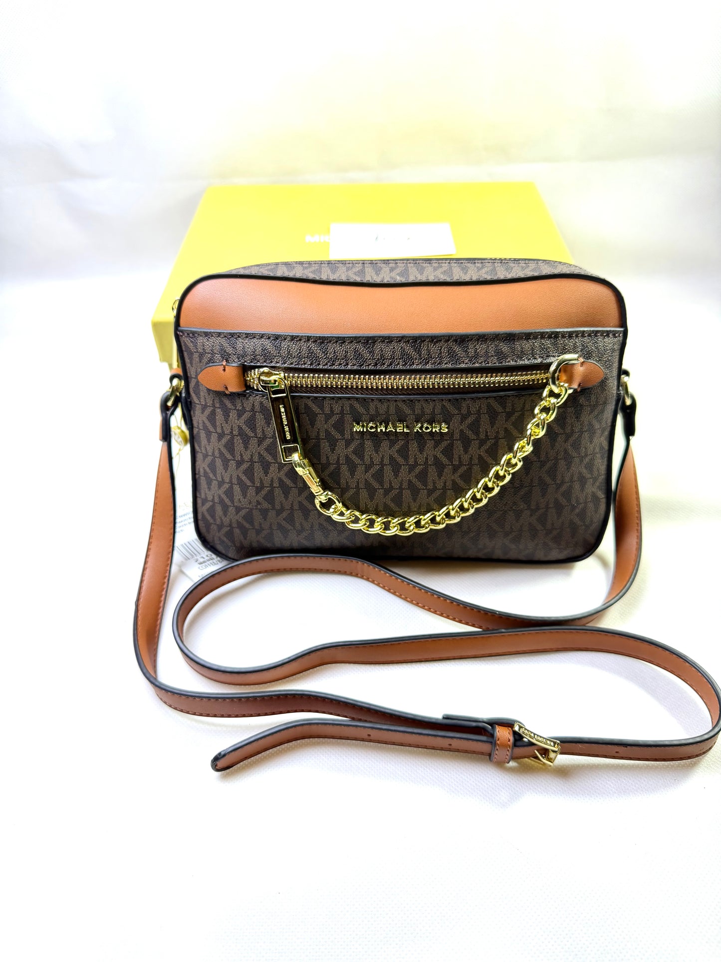 MK Jet Set Large Logo Crossbody Bag - Brown