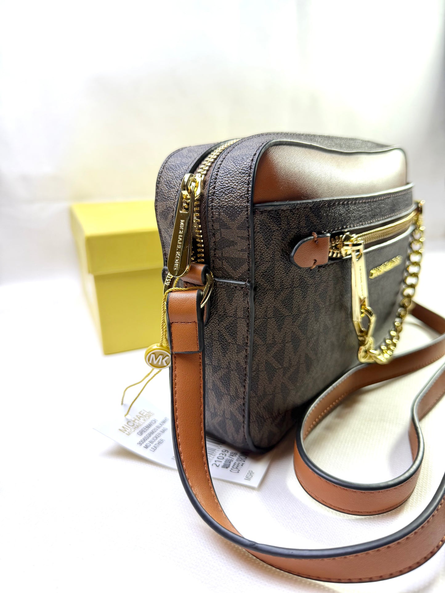 MK Jet Set Large Logo Crossbody Bag - Brown