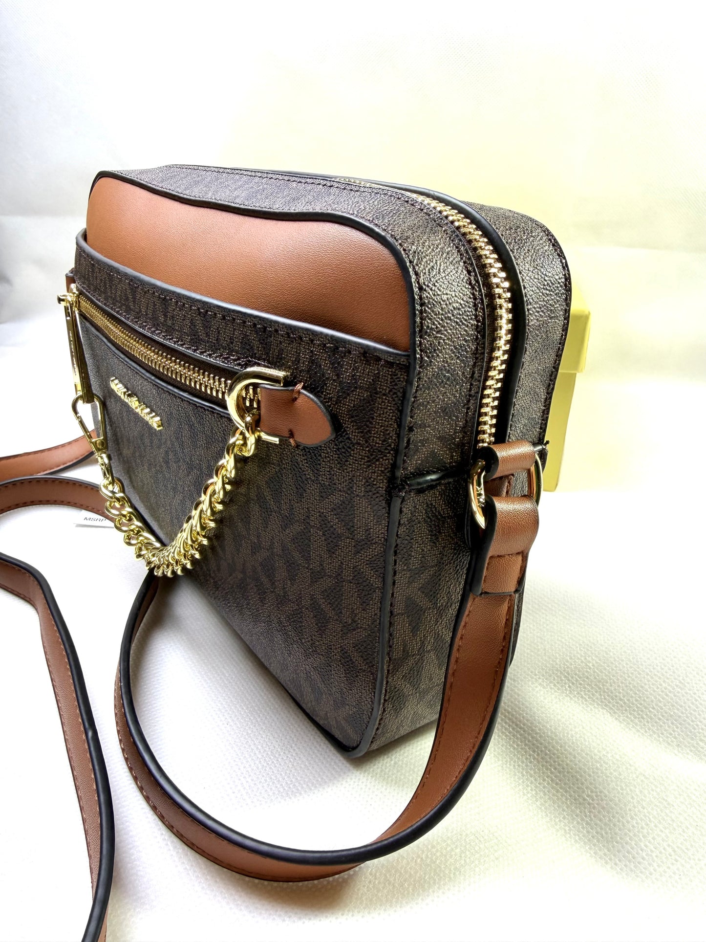 MK Jet Set Large Logo Crossbody Bag - Brown