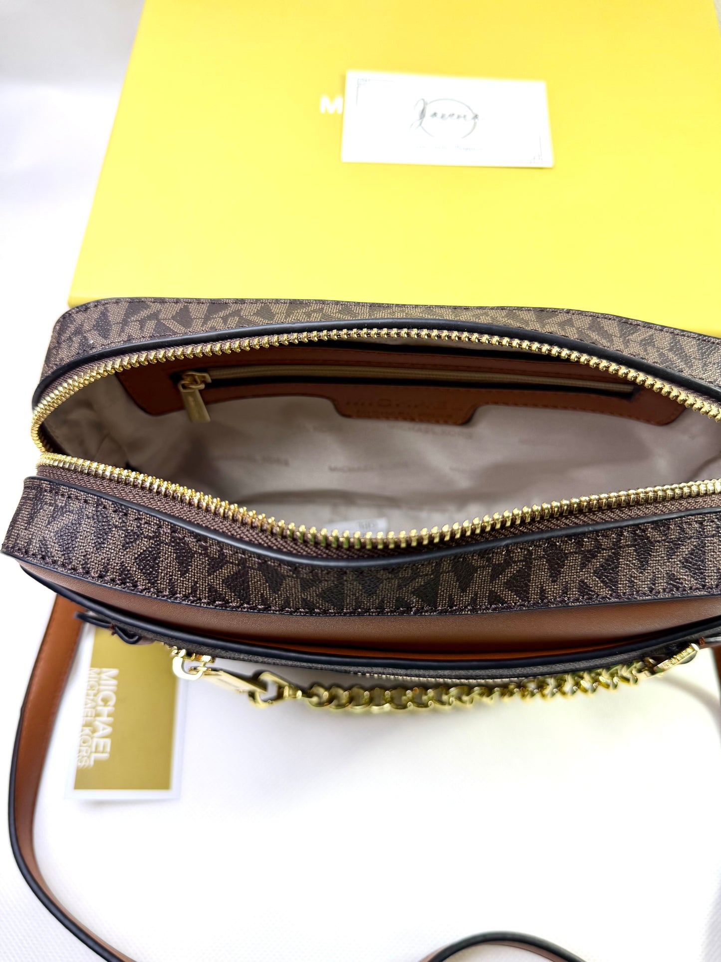 MK Jet Set Large Logo Crossbody Bag - Brown