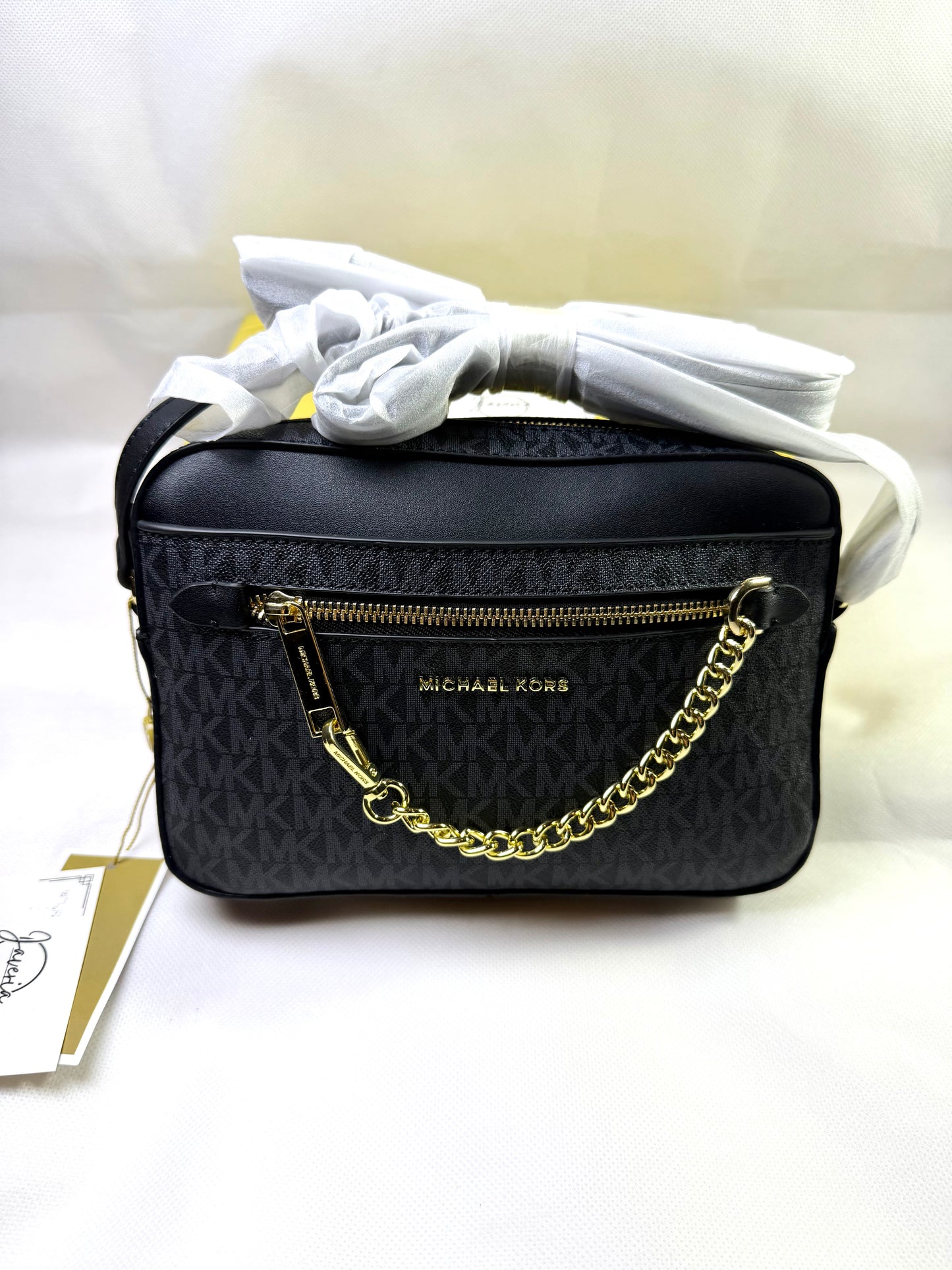 MK Jet Set Large Logo Crossbody Bag - Black