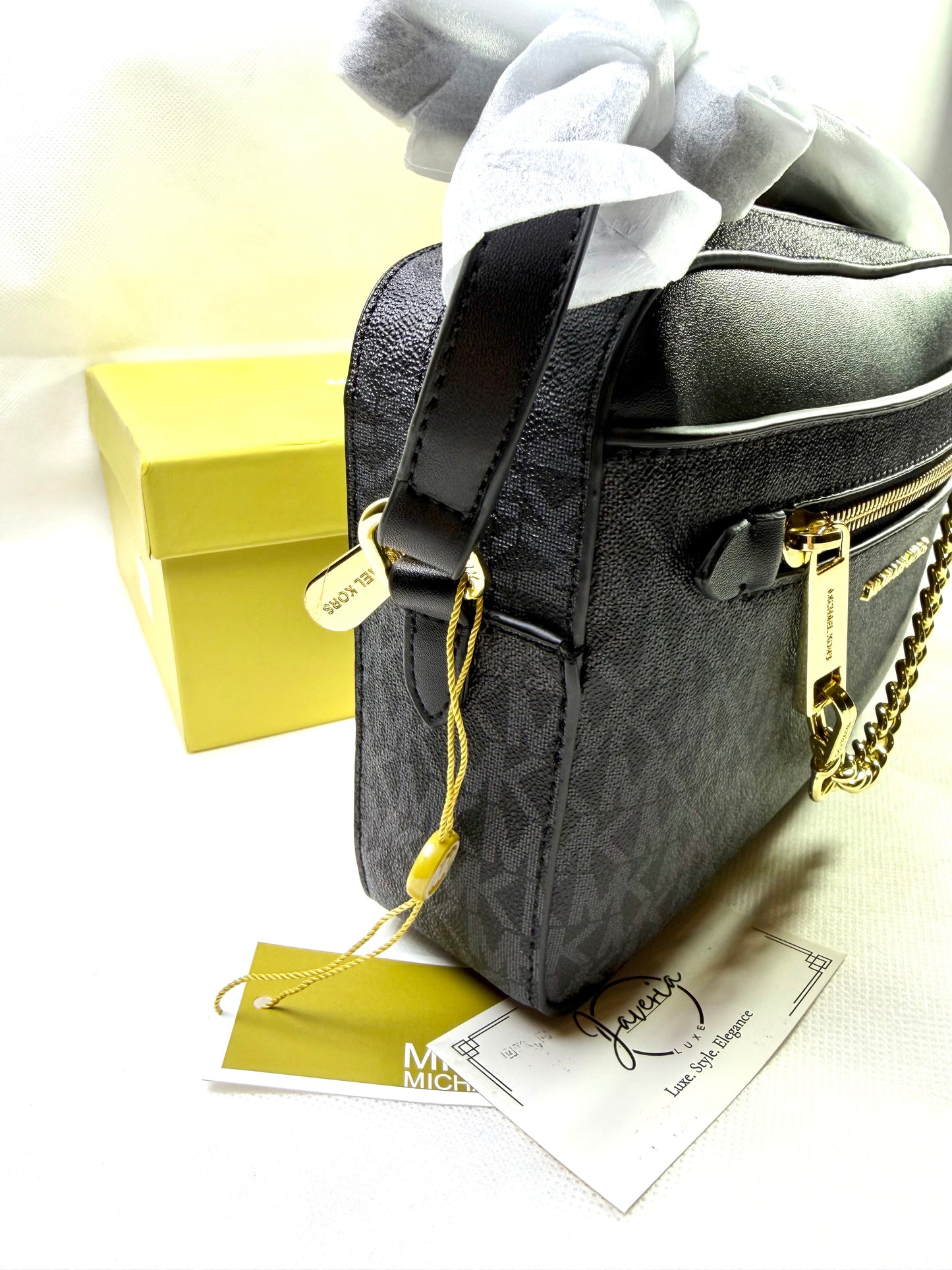 MK Jet Set Large Logo Crossbody Bag - Black